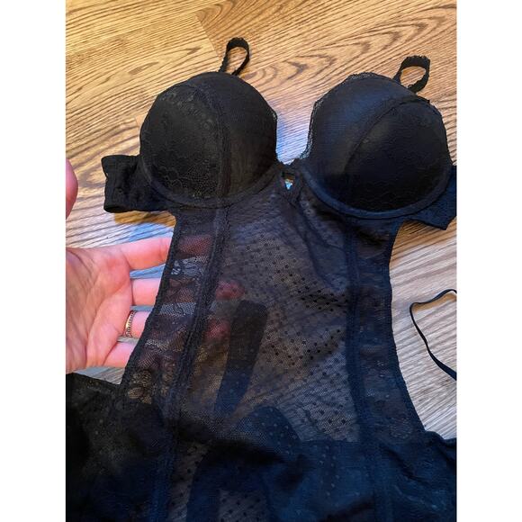 Sexy Black Bow Mesh Lace Outfit Medium - Picture 3 of 8